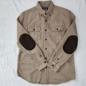 CHAPS Men's Brown Flannel Button Down Long‎ Sleeve Shirt Elbow Patch Medium